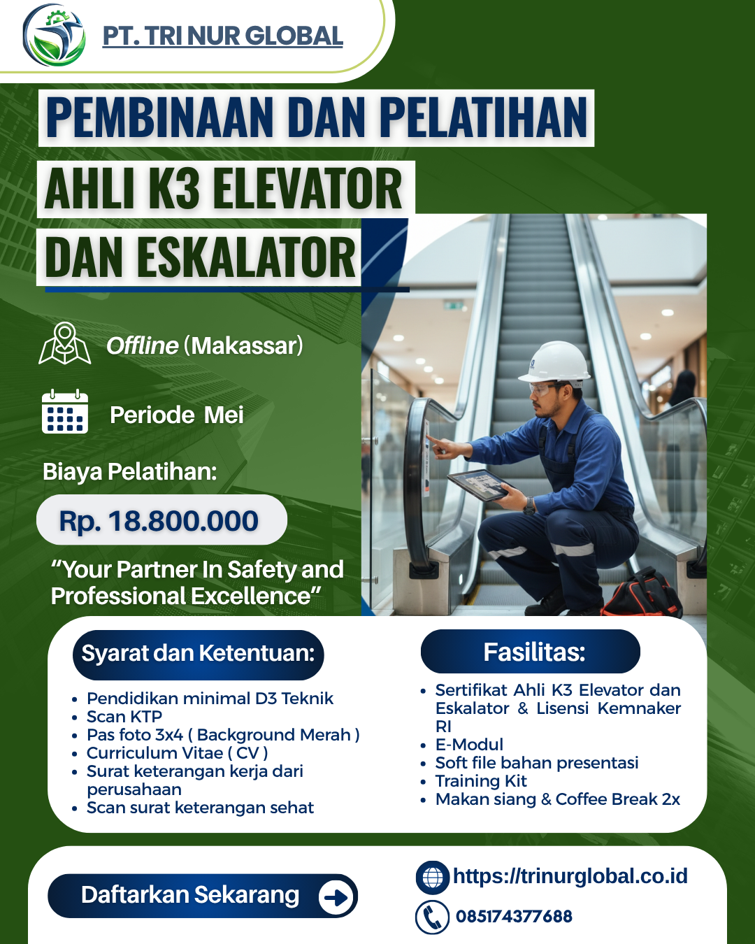 Poster Ahli K3 Bidang Elevator dan Eskalator KEMNAKER