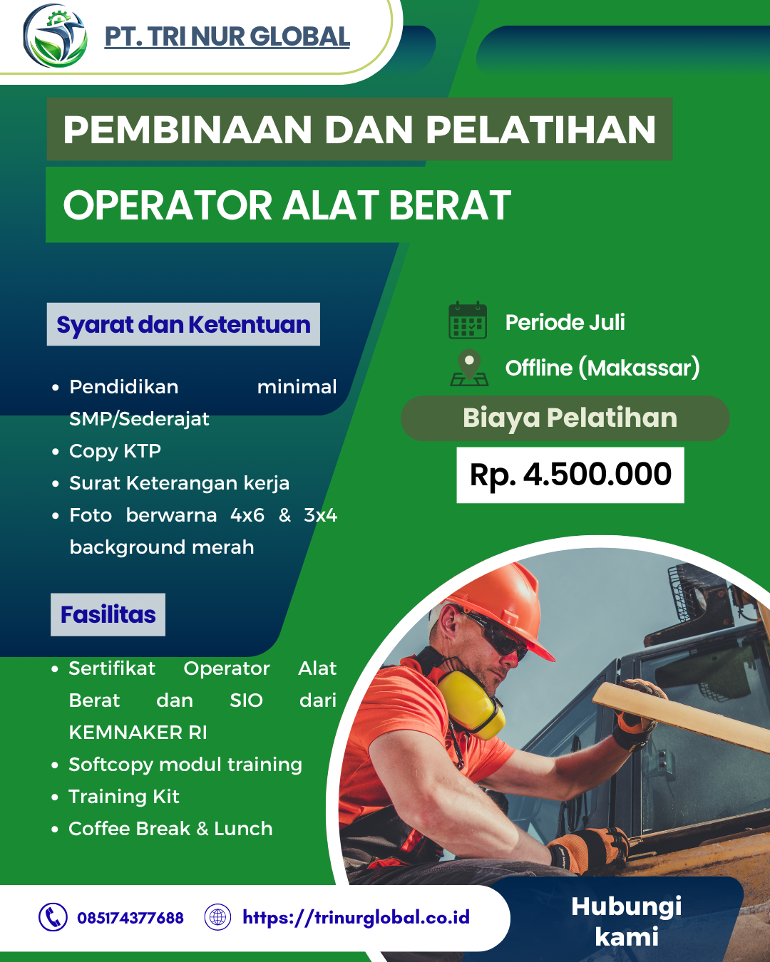 Poster Operator Alat Berat (Excavator/Dumptruck/Loader/Bulldozer/) 
