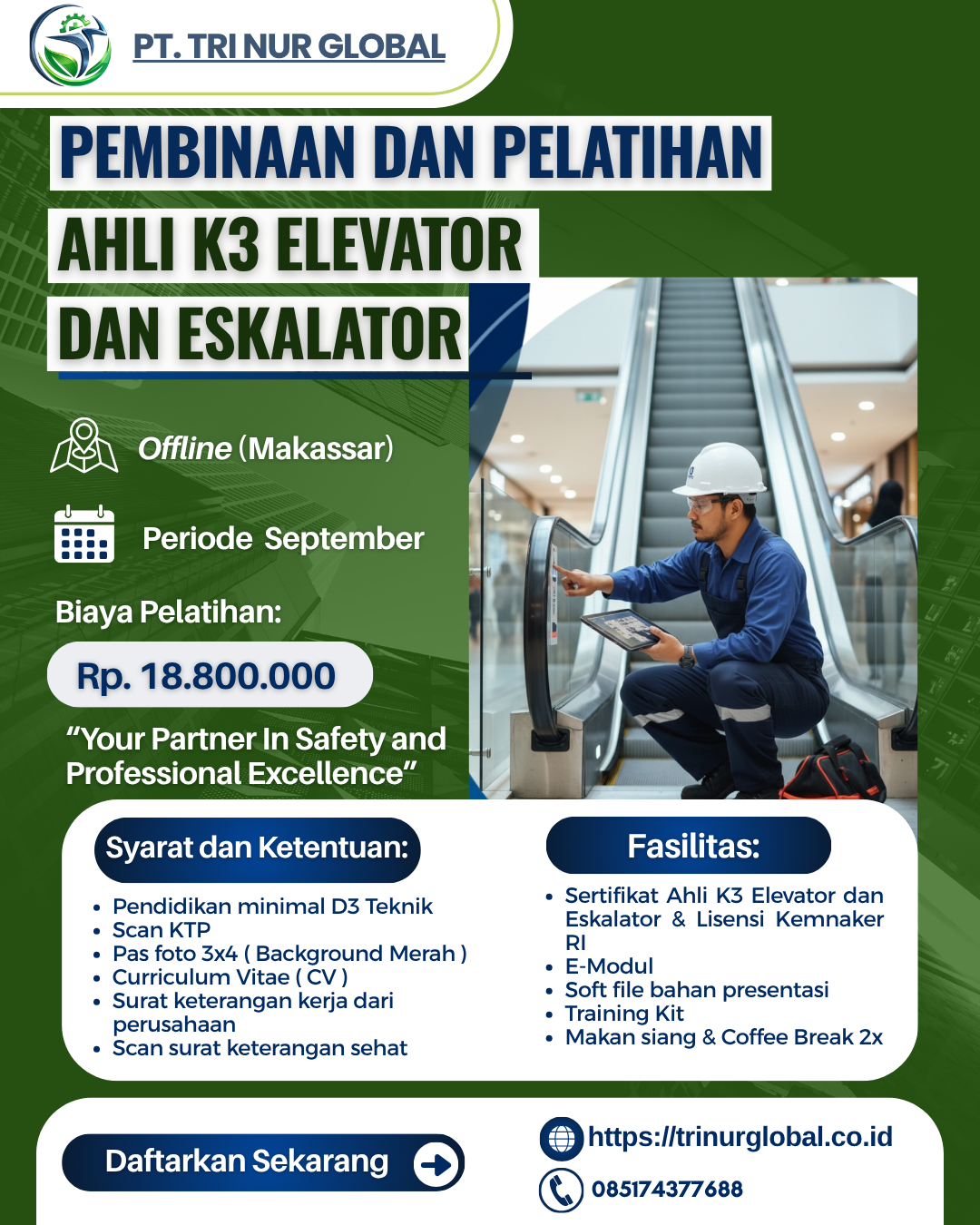 Poster Ahli K3 Bidang Elevator dan Eskalator KEMNAKER