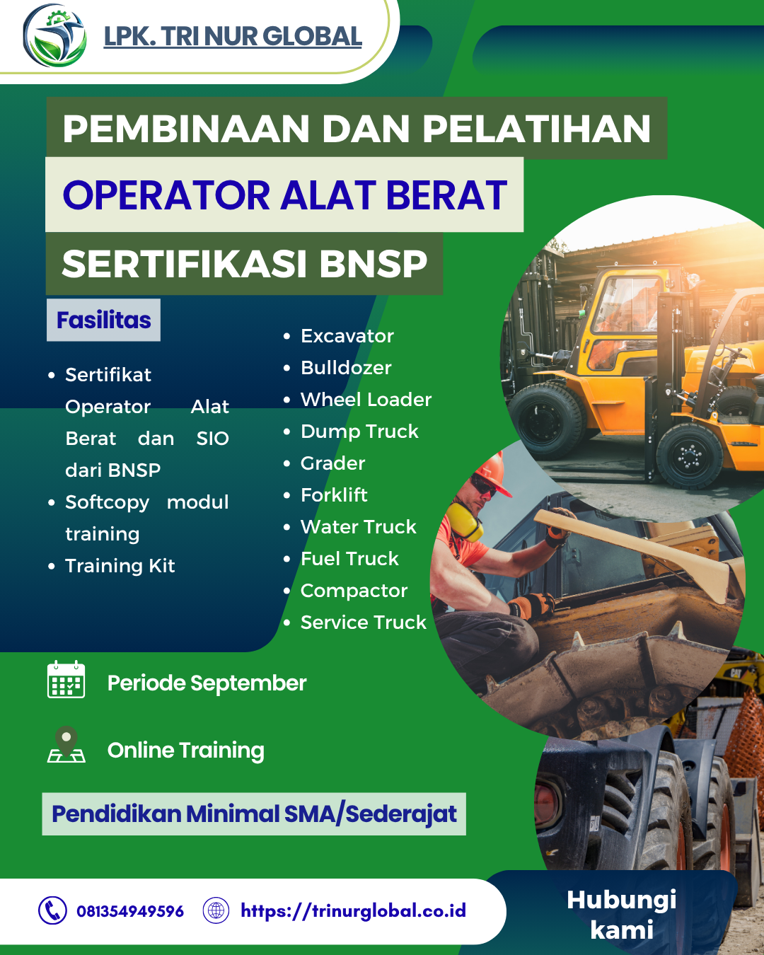 Poster Operator Alat Berat (Excavator/Dumptruck/Loader/Bulldozer/) 